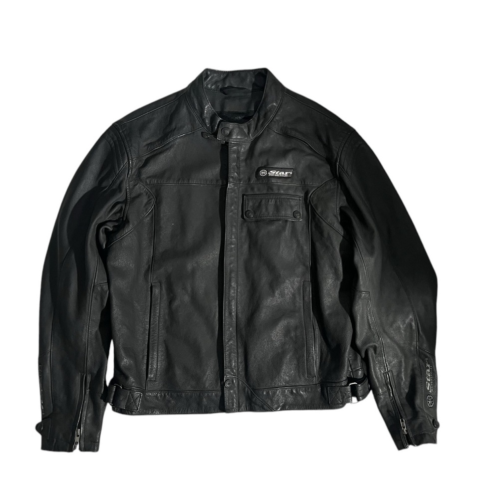 Star Yamaha Leather Motorcycle Jacket Men's X-Large w/ Liner Heavy Durable - Picture 3 of 10